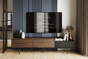 Zenar TV-szekrény 200 cm fém lábakkal és fiókkal - elegáns dió / fekete