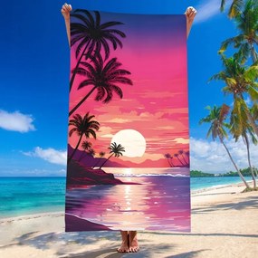 Strandtörölköző TAHITI 100x180 cm lila, 100% mikroszálas