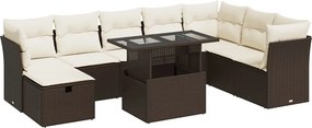 vidaXL 9 részes barna polyrattan kerti ülőgarnitúra párnákkal