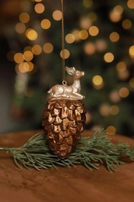 LUX arany karácsonyfadísz őzike tobozn 9cm