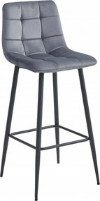 Bárszék fekete lábakkal ARCETO VELVET, sötétszürke