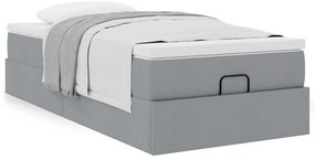 Ottomán ágykeret matraccal világosszürke 80x200cm szövet