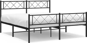 vidaXL fekete fém ágykeret fej- és lábtámlával 120 x 200 cm