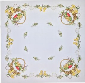 Húsvéti terítő 75x75cm Csibék és cupcake