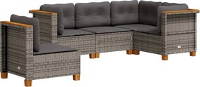 vidaXL 5 részes szürke polyrattan kerti ülőgarnitúra párnákkal