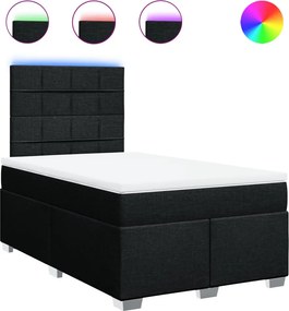 vidaXL fekete szövet rugós ágy matraccal 120 x 190 cm