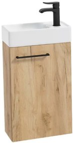 Erga Kim, fali WC szekrény 50x23x60 cm + kerámia mosogató 50 cm, craft tölgy, ERG-207-D-05017+1430