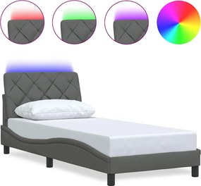 vidaXL sötétszürke szövet ágykeret LED-ekkel matrac nélkül 90x190 cm