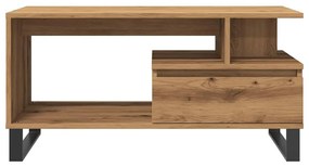 kézműves tölgy színű szerelt fa dohányzóasztal 90x49x45 cm