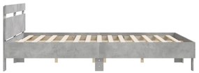 betonszürke szerelt fa ágykeret fejtámlával 200 x 200 cm