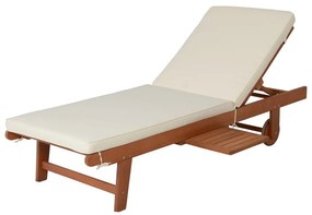 Krémszínű-natúr színű tömörfa kerti napozóágy San Diego – Garden Pleasure