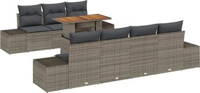 vidaXL Kerti Kanapé Szett tárolóval 8 pcs Szürke Poli rattan
