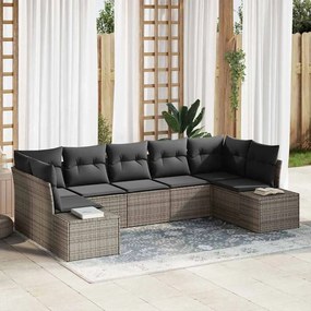 Kerti Kanapé Szett 7 pcs Szürke 289 x 154 x 85 cm Poli rattan