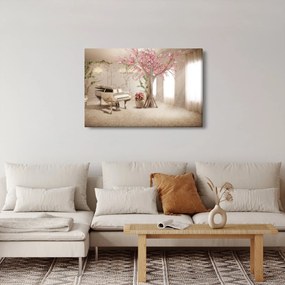 Kép - Álmodozó belső tér zongorával (90x60 cm)