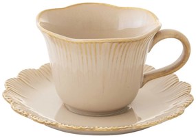 Rusztikus porcelán teáscsésze aljjal 250 ml Fleuri Terracotta