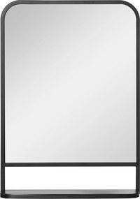 HOMCOM Fali Tükör 70 x 50 cm Nappali Tükör Függő Tükör Dekoratív Tükör Téglalap Polccal Előszobához Hálószobához Modern Elegáns Fekete | Aosom