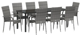 5 részes Kerti Étkezőszett – Szürke Poli Rattan