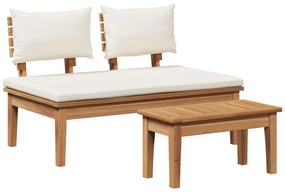 2 Darabos Kerti Pad Szett Szilárd Fa Teak