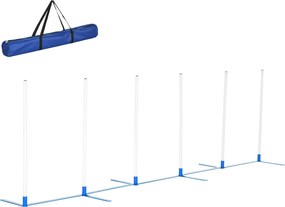 PawHut Agility Szett Kutyáknak - 6 Darabos Agility Berendezés Kutyaképzéshez, Összecsukható Oszlopkészlet 6 Slalom Oszloppal, Hordtáska, Képzési Eszkö