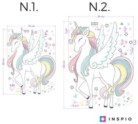 INSPIO Unikornisos öntapadós tapéta - Szivárványos textil falmatrica