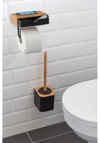 Fekete wc-papír tartó bambusz elemmel - Wenko