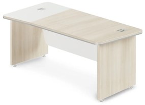 TopOffice Premium ergonomikus asztal 203,2 x 102,7 cm, bal, világos akác / fehér