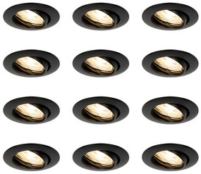 Edu - 12 darab fekete GU10 35 mm-es beépíthető spotlámpa szett