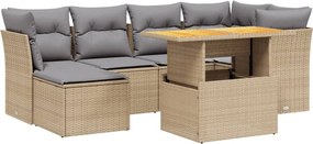 vidaXL 7 részes bézs polyrattan kerti ülőgarnitúra párnákkal