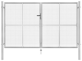 vidaXL ezüstszínű horganyzott acél kertkapu 306 x 200 cm