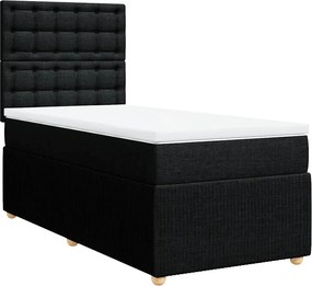 vidaXL fekete szövet rugós ágy matraccal 90x200 cm