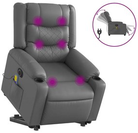 elektromos szürke műbőr felállást segítő dönthető masszázsfotel
