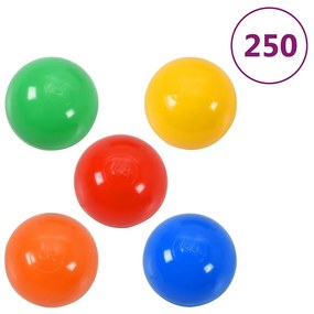 többszínű poliészter gyerek-játszóalagút 250 labdával 245 cm
