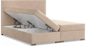 Agen ágy, bársony, 160 x 200, ágyneműtartóval, bézs