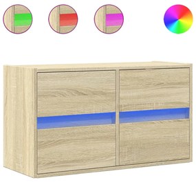 sonoma tölgy színű fali TV-szekrény LED-ekkel 80x31x45 cm