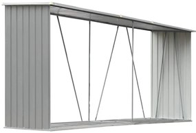 vidaXL szürke horganyzott acél kerti tűzifatároló 330 x 84 x 152 cm