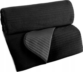 Dekoratív ágytakaró VELVET2 170x210 fekete, geometrikus mintás steppelt