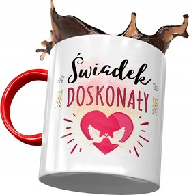 Piros Bögre Vőfély Tanúnak Ajándék Nyomtatott Fotóval