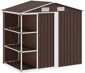 vidaXL barna vas kerti fészer állvánnyal 205 x 130 x 183 cm