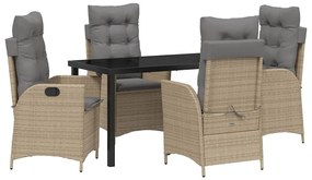 vidaXL Kert étkező szett párnával 5 pcs Bézs polirattan