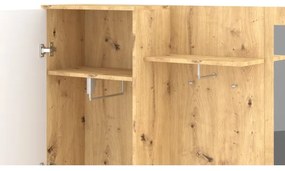 NOLAN előszobafal tükörrel, artisan tölgy/fehér