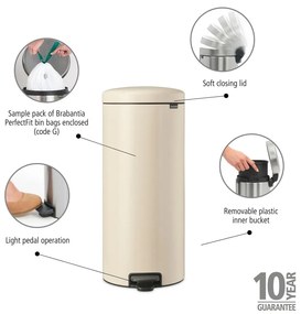 Bézs acél pedálos szemetes 30 l NewIcon – Brabantia
