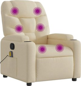 vidaXL krémszínű szövet dönthető masszázsfotel