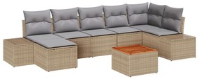 Kerti Kanapé Szett 8 Darab Bézs és szürke Rattan és textil Normál