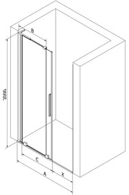 Mexen Velar L, tolózuhanyajtó 100 cm-es nyitáshoz, 8 mm átlátszó üveg, polírozott grafit, 871-100-003-01-95