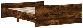 füstös tölgy színű ágykeret fej- és lábtámlával 135 x 190 cm