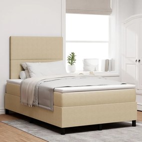 Box Spring Ágy matraccal, Világos Zöld Szürke, 120x200 cm, Vászon Anyag