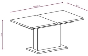 Kihúzható étkezőasztal STRAP, fehér