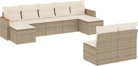 vidaXL 9 részes bézs polyrattan kerti ülőgarnitúra párnákkal