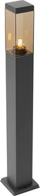 Okos kültéri oszlopos lámpa sötétszürke füstüveggel 80 cm WiFi P45-tel - Malios