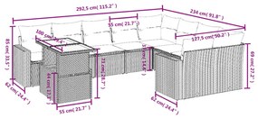 10 részes szürke polyrattan kerti ülőgarnitúra párnákkal